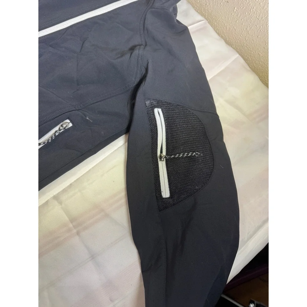 Pearl Izumi Softshell Cycling Jacket Black White Fleece Lined Full Zip Womens L